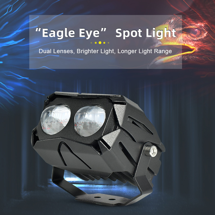 9-85V Super Brightness Large Double Lens Waterproof Double Colors Strong Light Motorcycle Or Car Spotlight